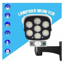 Foco Solar Tipo Cámara - 30W con Sensor, Luz Fija y Mando a Distancia