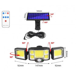 Foco Solar Triple 40W | Placa Separada y 5m de Cable