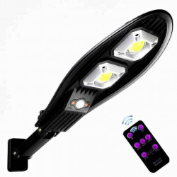 Farola Solar Oval de 2 Focos - 20W, Sensor y 3 Modos de Iluminación
