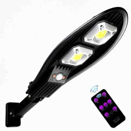 Farola Solar Oval de 2 Focos - 20W, Sensor y 3 Modos de Iluminación