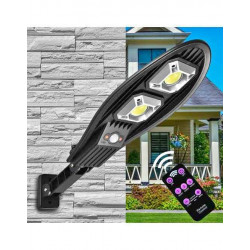 Farola Solar Oval de 2 Focos - 20W, Sensor y 3 Modos de Iluminación