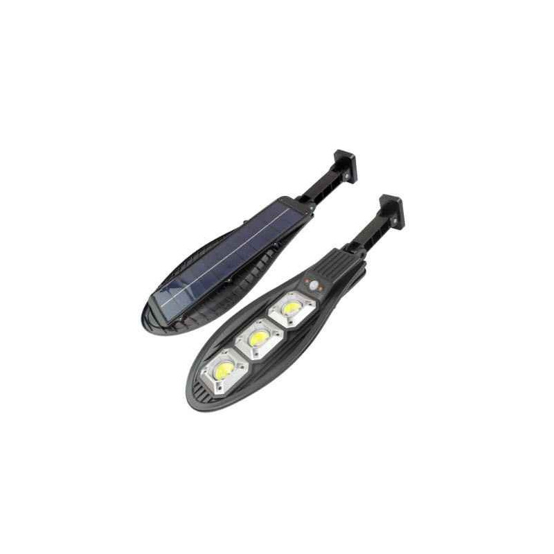 Farola Solar Oval de 3 Focos - 30W, Sensor y 3 Modos de Iluminación