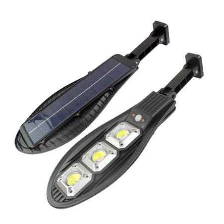 Farola Solar Oval de 3 Focos - 30W, Sensor y 3 Modos de Iluminación