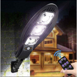 Farola Solar Oval de 3 Focos - 30W, Sensor y 3 Modos de Iluminación