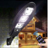 Farola Solar Oval de 3 Focos - 30W, Sensor y 3 Modos de Iluminación