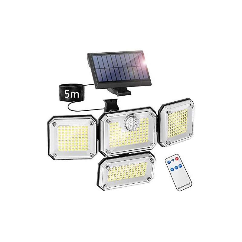 Foco Solar Giratorio de 4 Pantallas - 50W con Sensor y Placa Separada