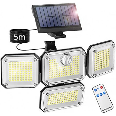 Foco Solar Giratorio de 4 Pantallas - 50W con Sensor y Placa Separada